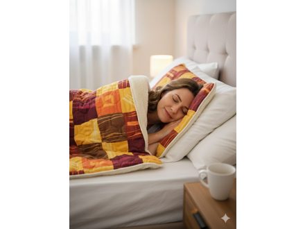 Sleepy - Mintás Gyapjú/vászon takaró színes