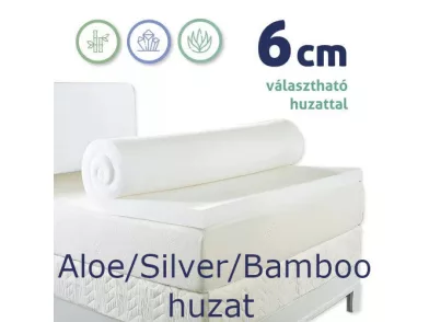 Ortho-Sleepy Memory topper fedőmatrac, Silver, Aloe vagy Bamboo huzattal,  6cm magas, 140x200cm