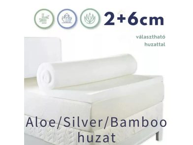 Ortho-Sleepy Memory+2cm HREcO fedőmatrac, Silver, Aloe vagy Bamboo huzattal,  8cm magas, 180x200cm