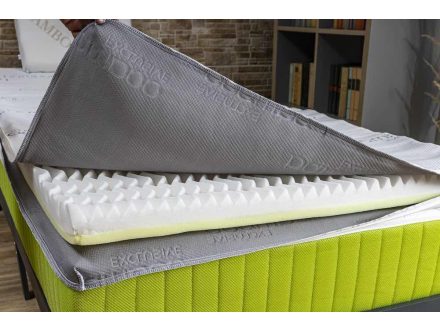   Vitaroll - Akupresszúrás 7 zóna+ 2cm HR EcO hab Kiegyenlítő Fedőmatrac Bamboo huzattal 145x180cm